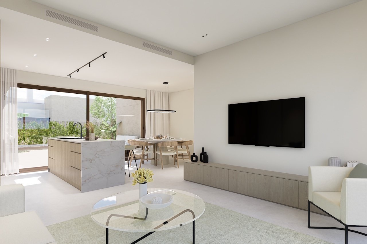 Villas de 3 dormitorios y 2 baños con solárium, parking privado subterráneo y piscina comunitaria junto a Serena Golf