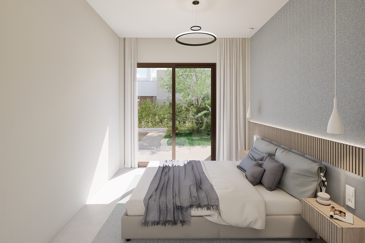 Villas de 3 dormitorios y 2 baños con solárium, parking privado subterráneo y piscina comunitaria junto a Serena Golf