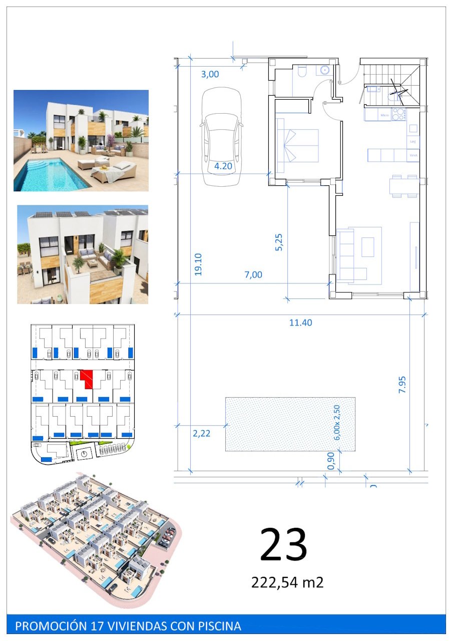 Pareados de 3 dormitorios y 2 baños con aseo de invitados, solario, aire acondicionado, piscina privada y parking privado