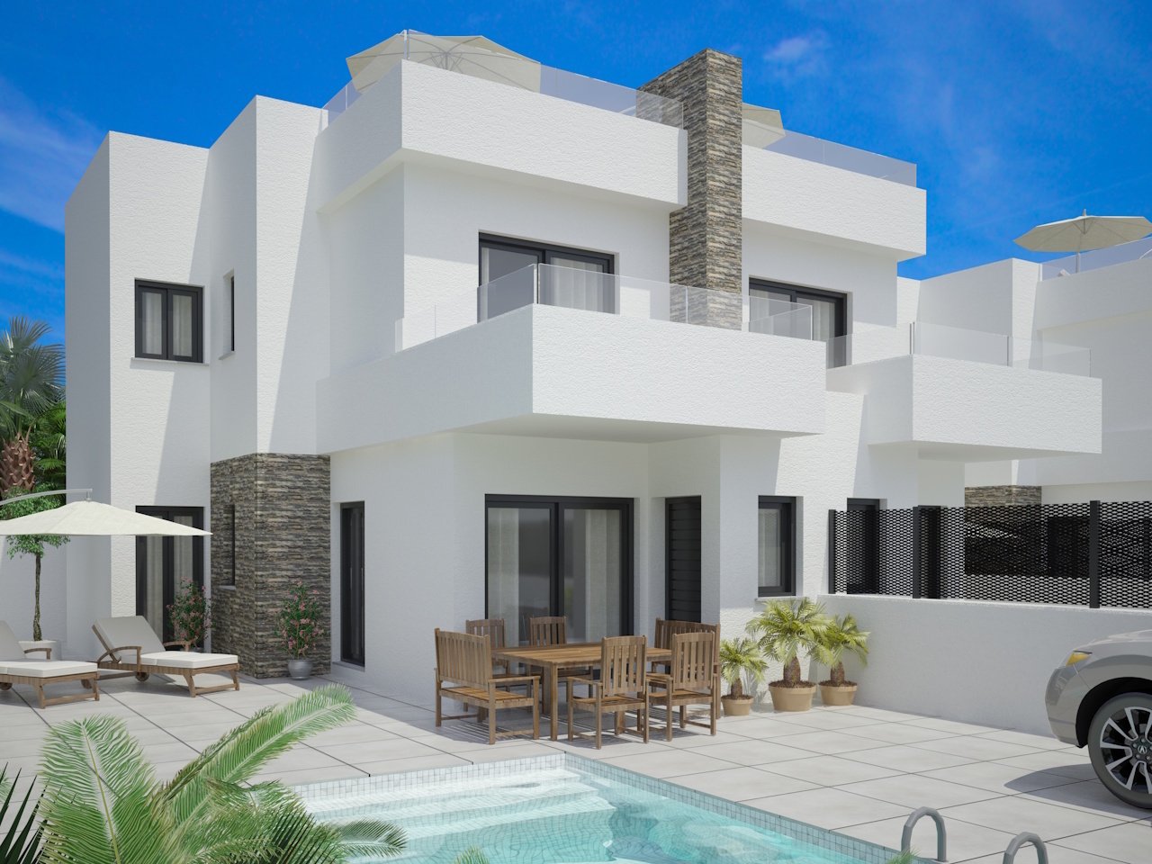 Pareados de 3 dormitorios y 2 baños con piscina privada en un complejo de golf