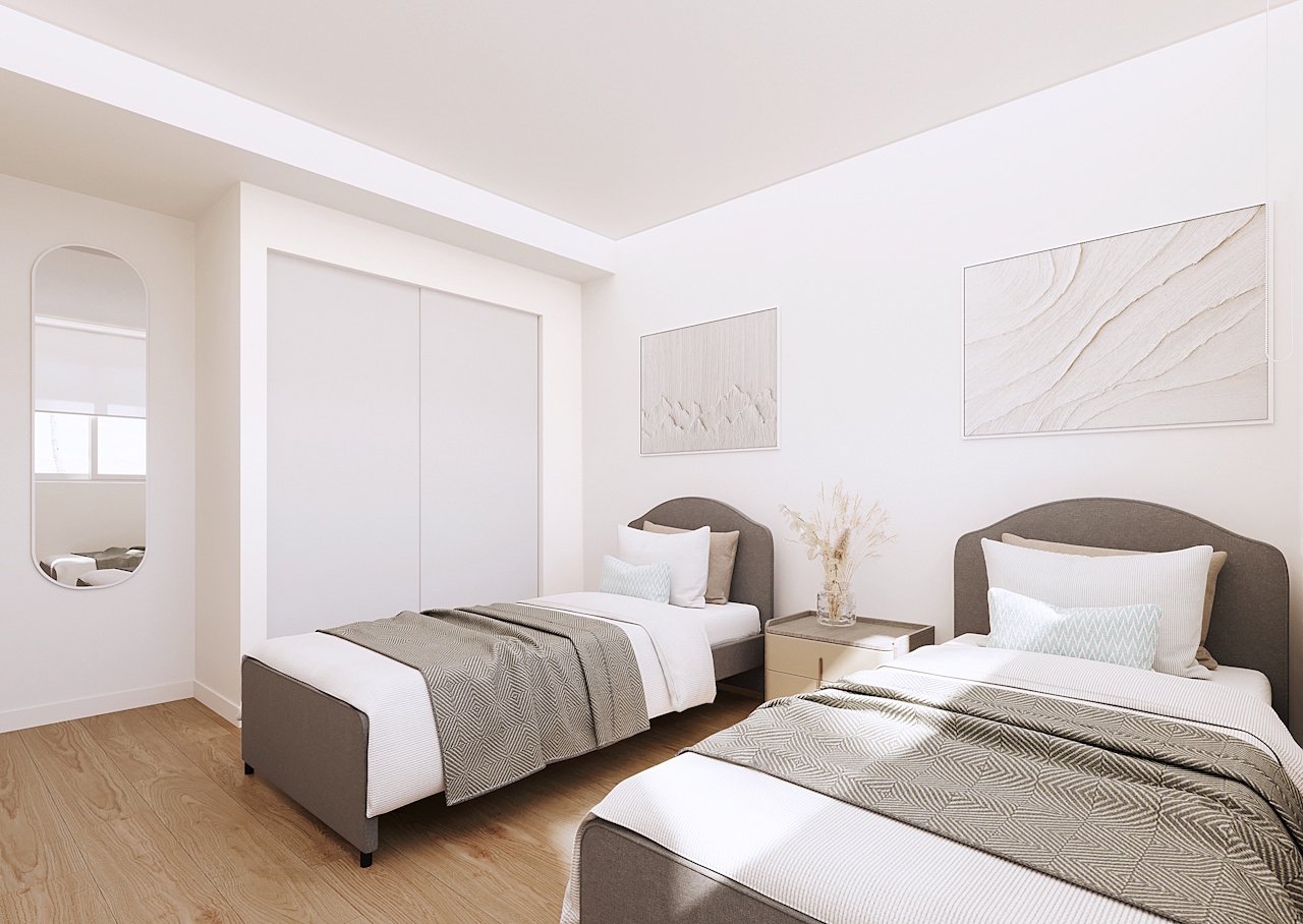 Bungalows altos de 3 dormitorios y 2 baños con aire acondicionado, parking privado y piscina comunitaria en el corazón de La Manga Club