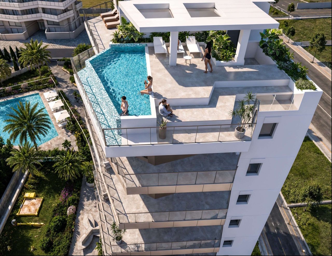 Áticos de 2 dormitorios con aire acondicionado, suelo radiante en baños, aparcamiento privado y piscina comunitaria a tan solo 650 m de la playa