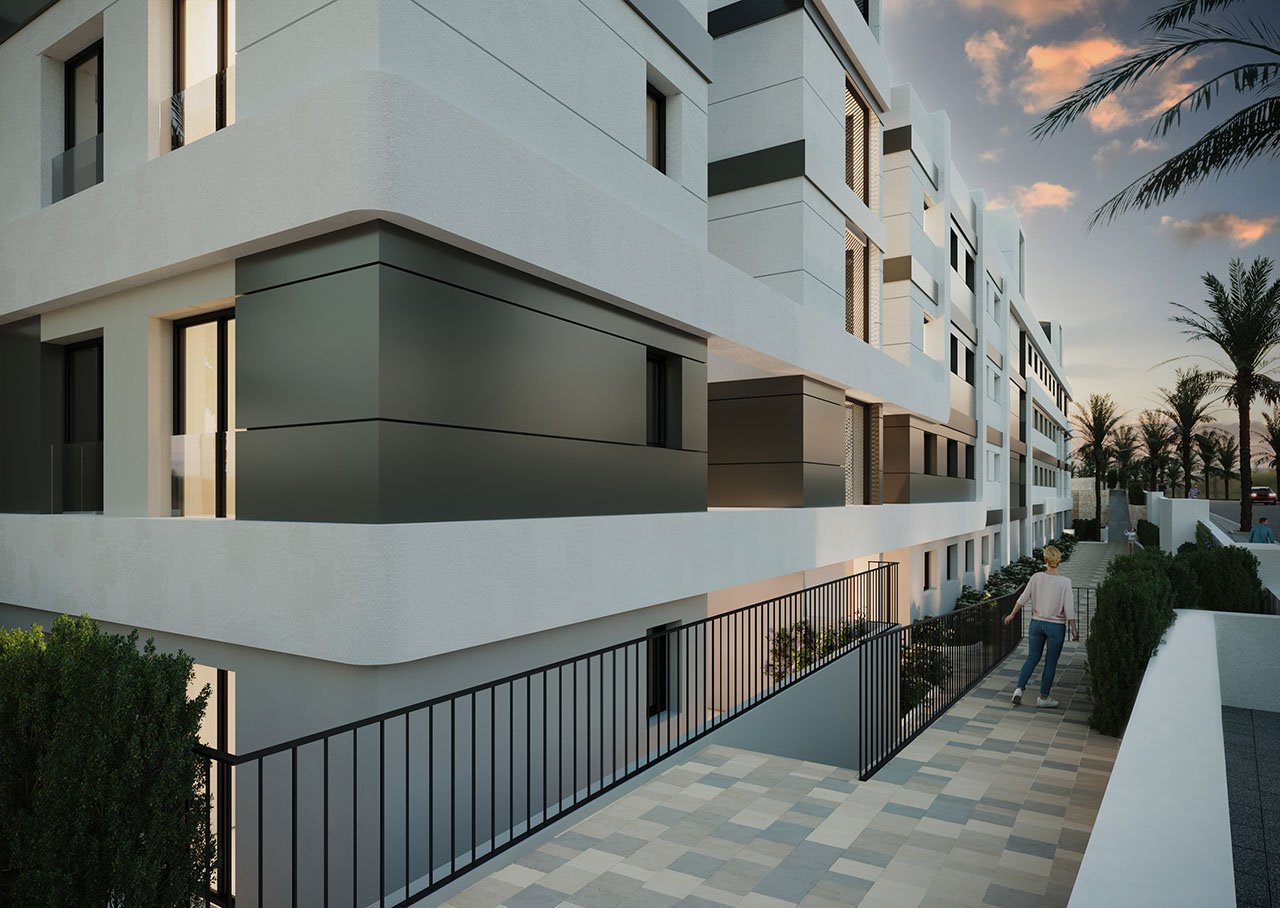 Áticos de 3 dormitorios y 2 baños con aire aconditionado, vistas al mar, piscina comunitaria y parking privado en el campo de Bonalba Golf