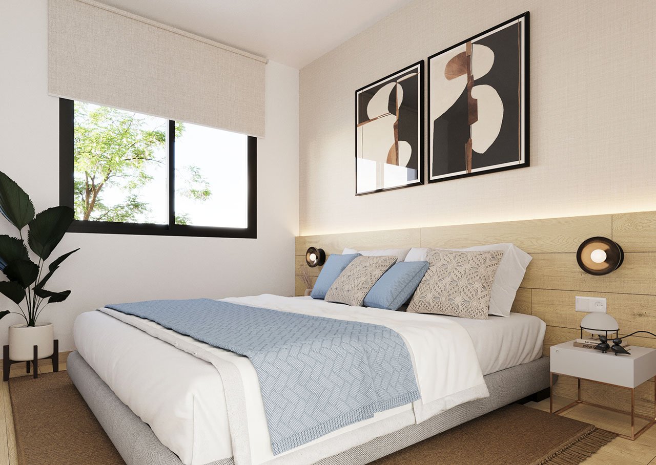 Áticos de 3 dormitorios y 2 baños con aire aconditionado, vistas al mar, piscina comunitaria y parking privado en el campo de Bonalba Golf