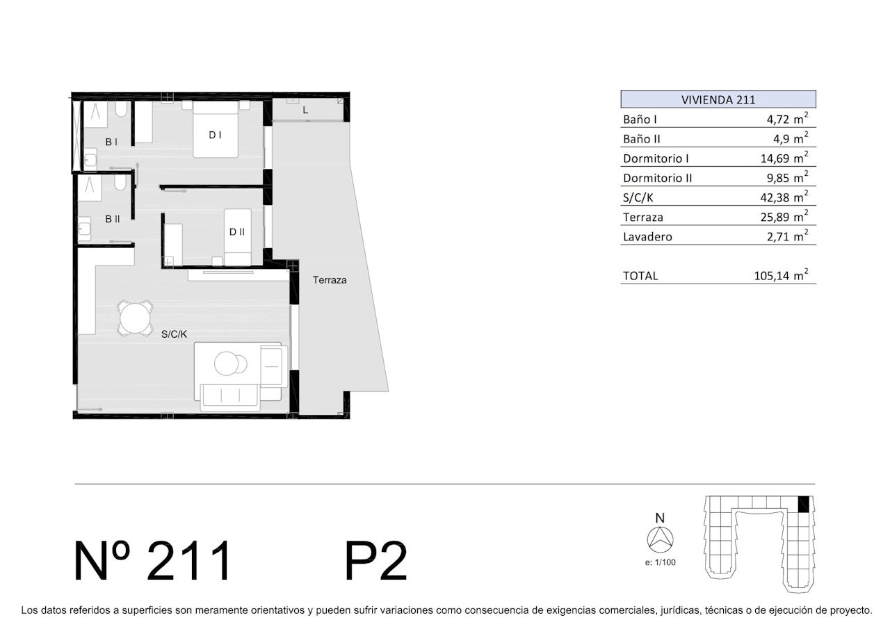 Apartamentos de 2 dormitorios y 2 baños con terrazas grandes, parking privado y piscina comunitaria