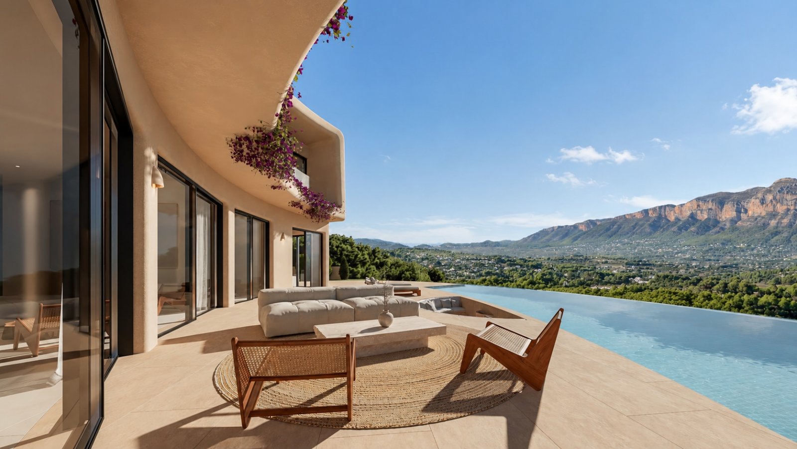 Villa exclusiva de diseño contemporáneo sofisticado con 5 dormitorios, 5 baños, garaje y piscina infinita