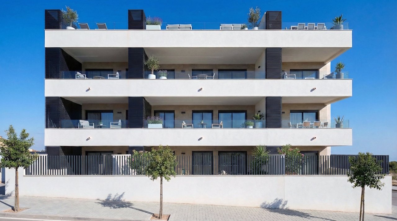 Apartamentos de 1 dormitorio y 1 baño con parking privado y piscina comunitaria