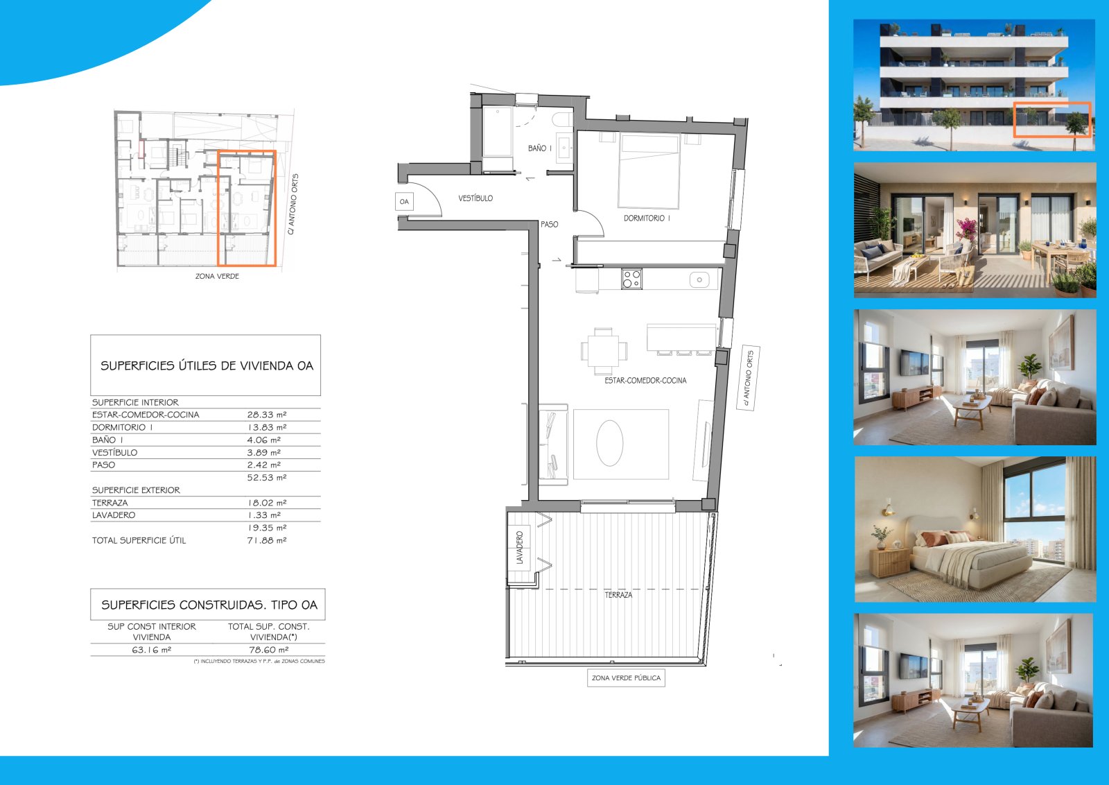 Apartamentos de 1 dormitorio y 1 baño con parking privado y piscina comunitaria