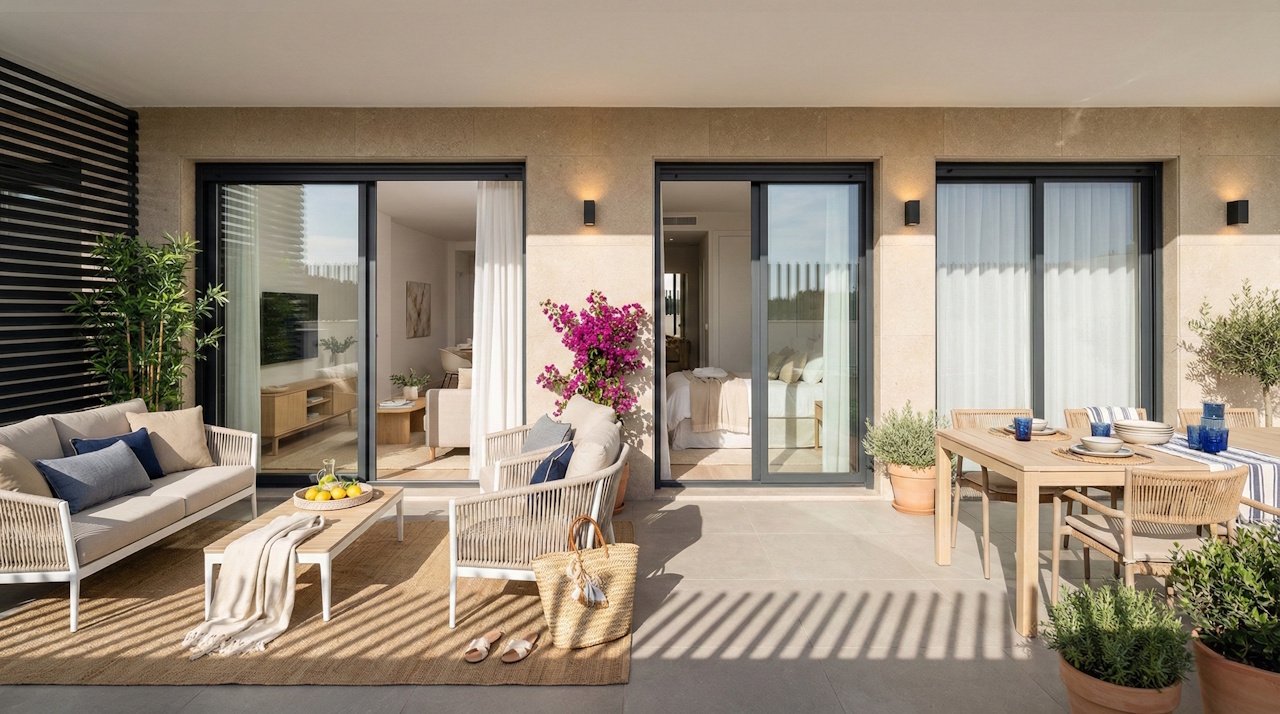 Apartamentos de 2 dormitorios y 2 baños con parking privado y piscina comunitaria