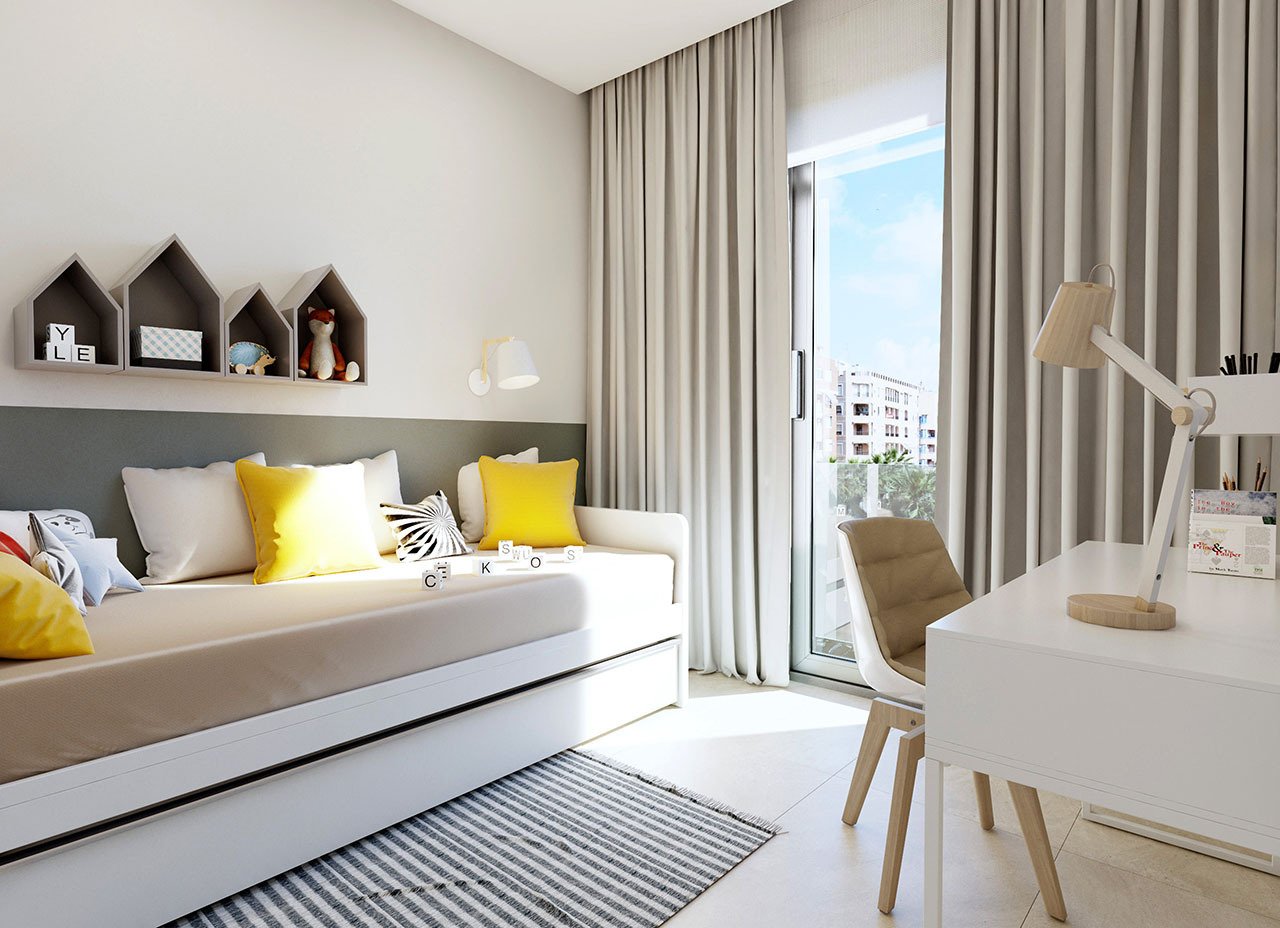 Apartamentos de 3 dormitorios y 2 baños con aire acondicionado, parking privado opcional y piscina comunitaria a tan sólo 100 m de la playa
