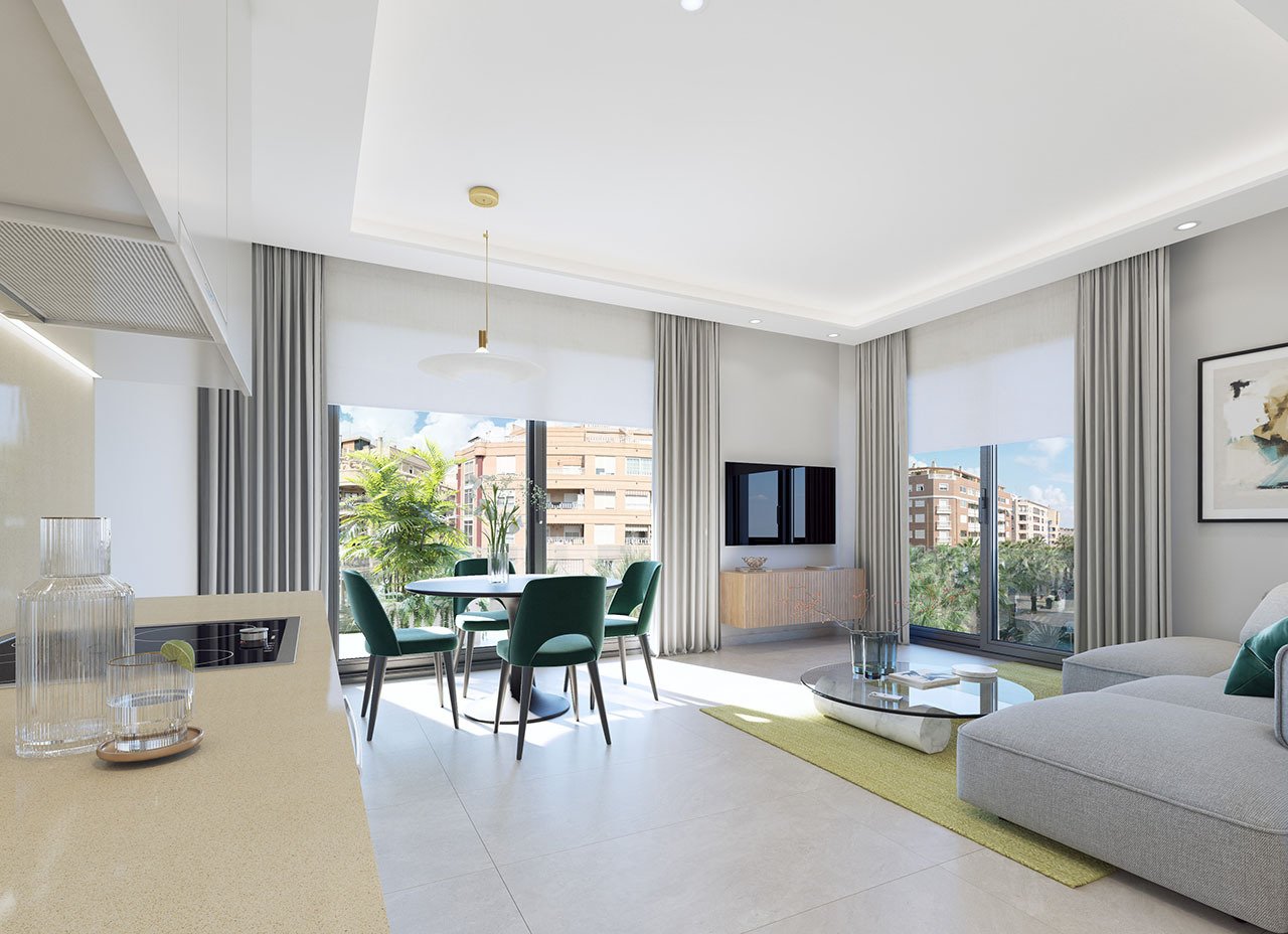 Apartamentos de 3 dormitorios y 2 baños con aire acondicionado, parking privado opcional y piscina comunitaria a tan sólo 100 m de la playa