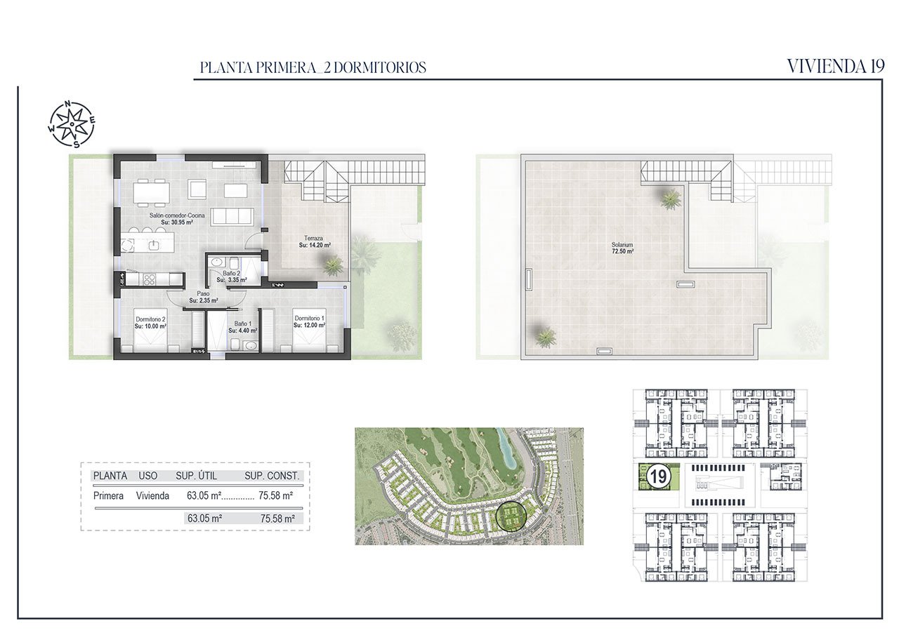 Bungalows altos de 2 dormitorios y 2 baños con solario, piscina comunitaria en un maravilloso golf resort