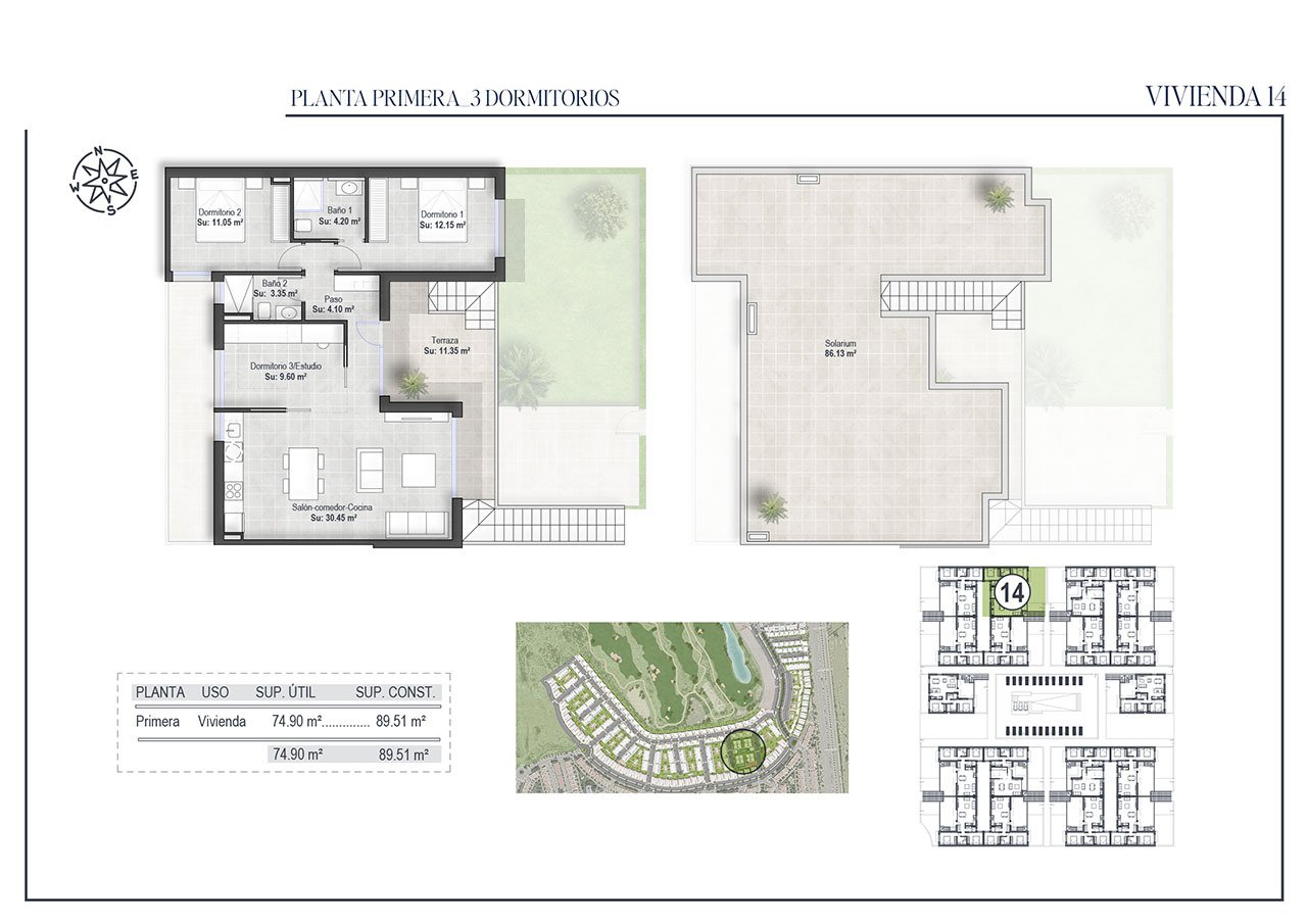 Bungalows altos de 3 dormitorios y 2 baños con solario, piscina comunitaria en un maravilloso golf resort