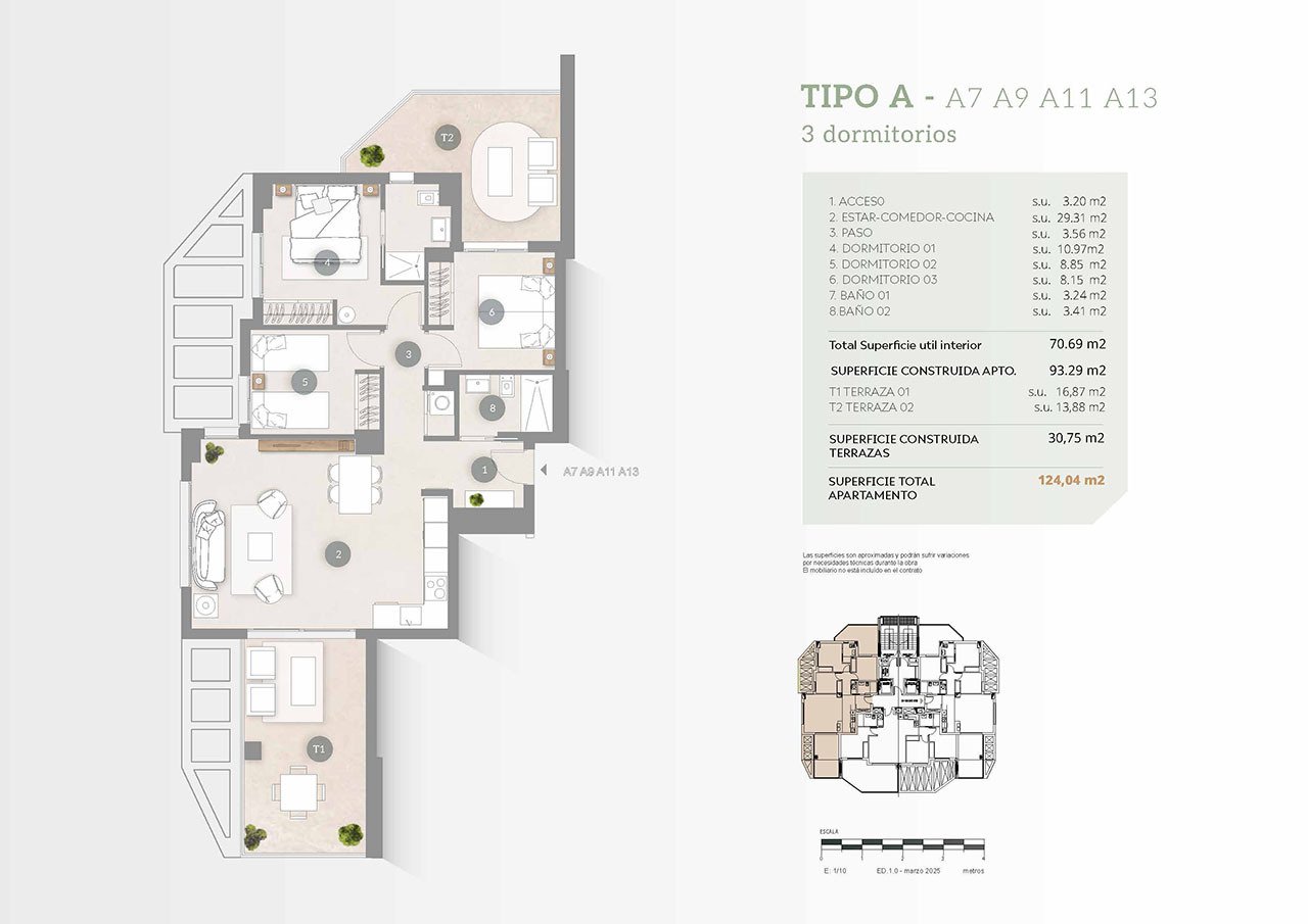 Appartements avec 3 chambres à coucher, espace de stationnement privé, piscine communautaire et vue sur la mer à seulement 200 m de la plage