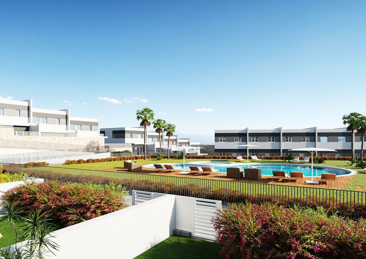 Maisons mitoyennes de 3 chambres à coucher et 2 salles de bain avec W.C. dans un merveilleux complexe à seulement 5 km de la plage