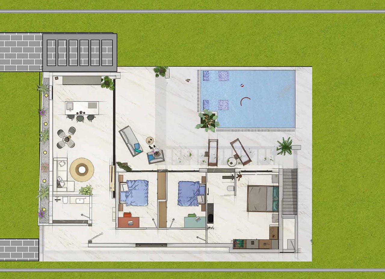 Villas avec 3 chambres, 2 salles de bains, terrasse sur le toit et piscine privée dans un merveilleux complexe de golf