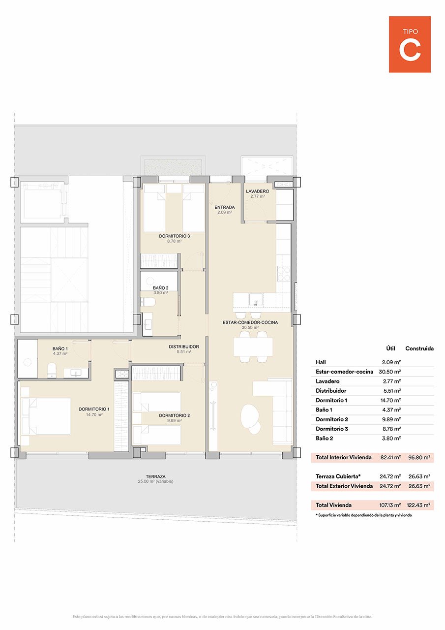 Appartements avec 2 chambres, 2 salles de bains, climatisation, place de parking souterrain et piscine commune