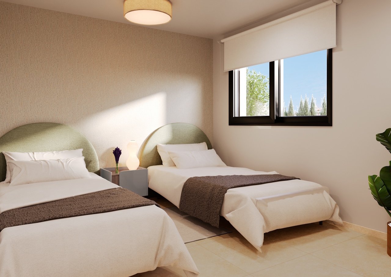 Appartements avec 3 chambres, 2 salles de bain, parking privé, piscines communes et jacuzzis chauffés