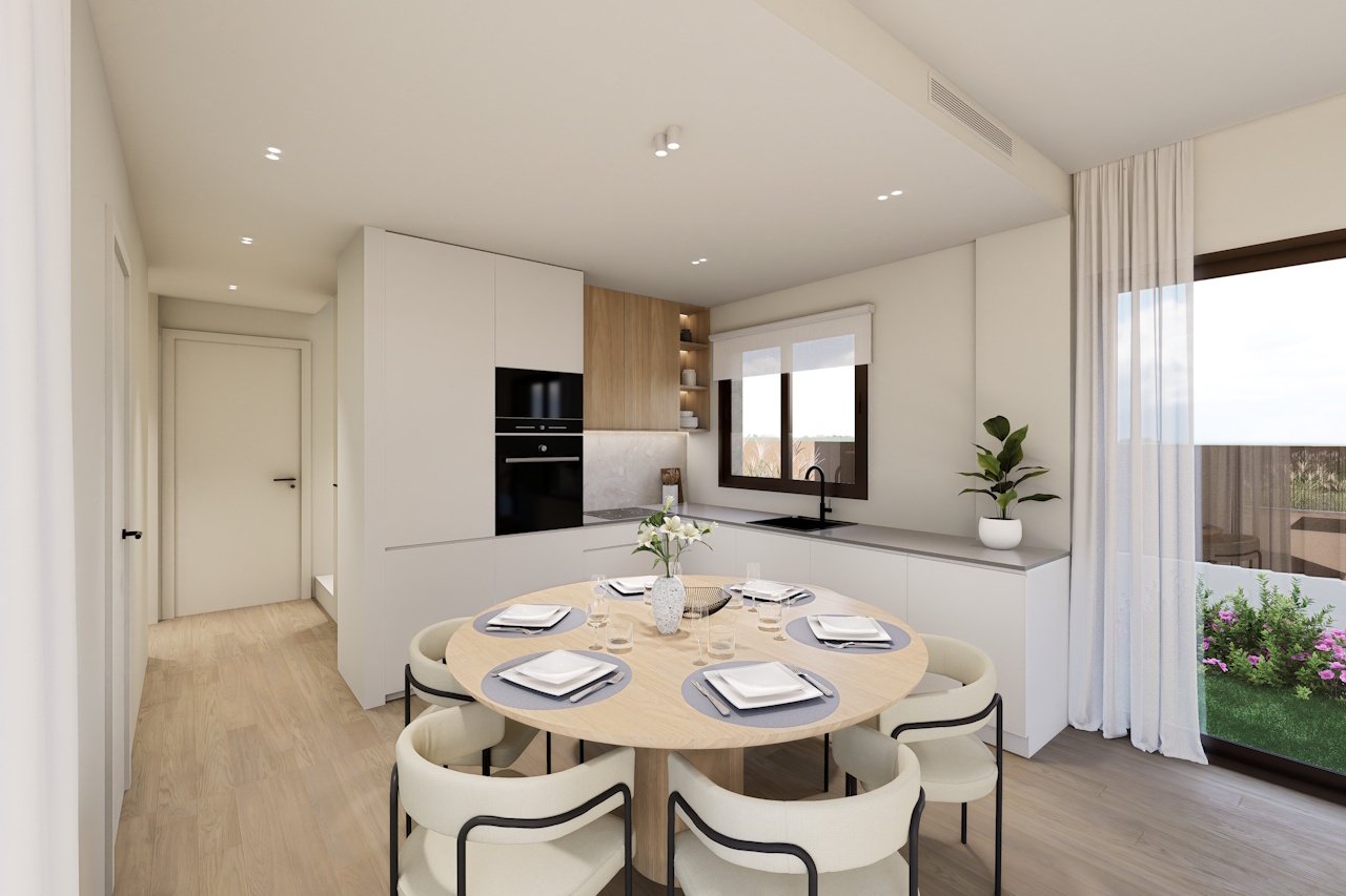 Villas avec 3 chambres, 2 salles de bains, WC séparé, un parking privé et une piscine commune à proximité du Serena Golf