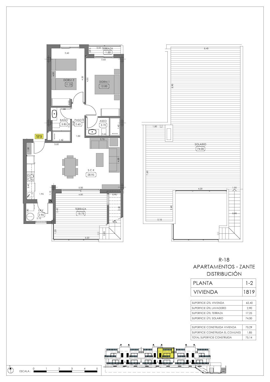 Appartements au dernier étage de 2 chambres à coucher, 2 salles de bain, air conditionné et piscine commune dans le La Finca Golf Resort