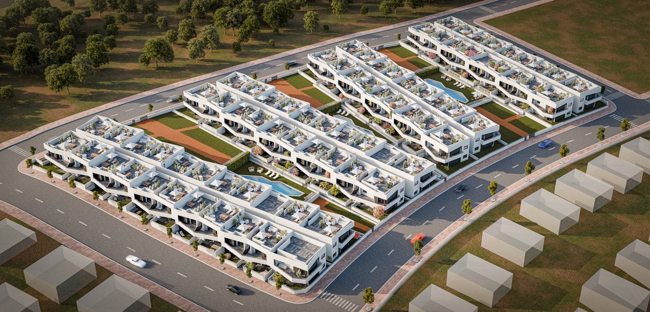 Penthouses avec 3 chambres à coucher, 2 salles de bains, toit-terrasse et piscine communautaire