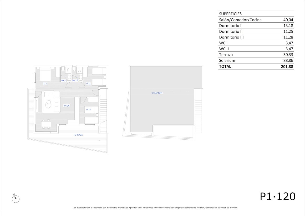 Penthouses avec 3 chambres à coucher, 2 salles de bains, toit-terrasse et piscine communautaire