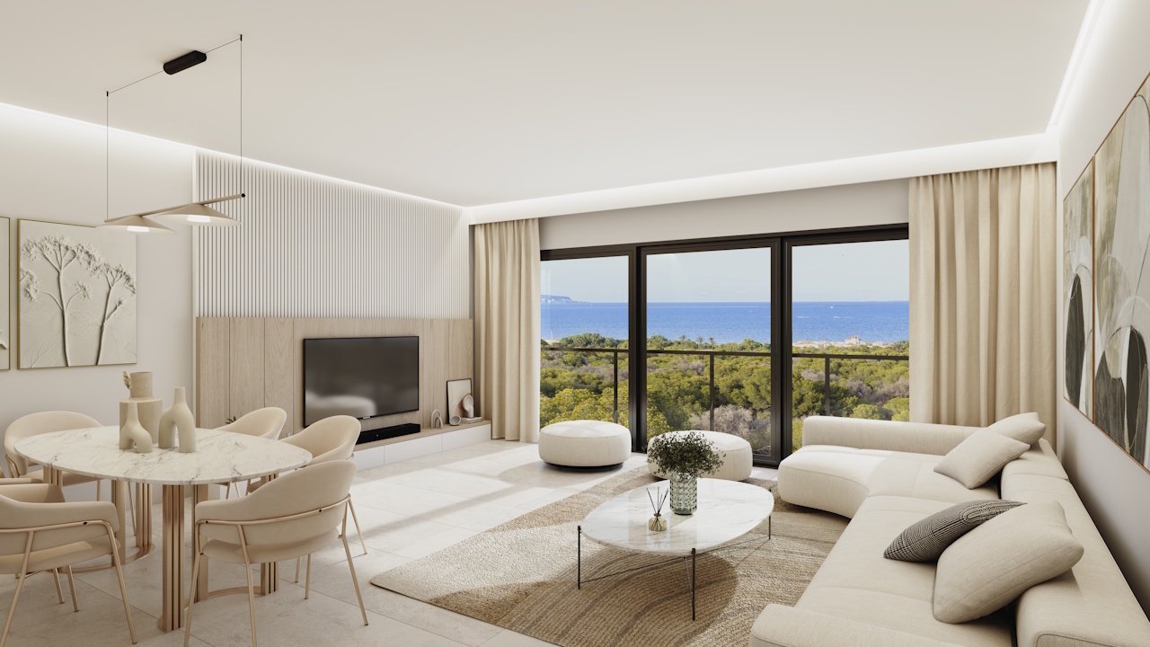 Appartements modernes comprenant 3 chambres, 2 salles de bains et une piscine commune, à seulement 800 m d'une magnifique plage de sable