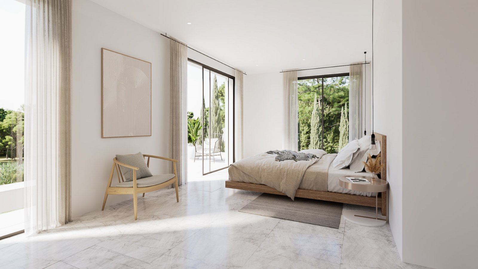 Élégante villa au design contemporain comprenant 4 chambres, 3 salles de bains, un abri pour voiture et une piscine privée