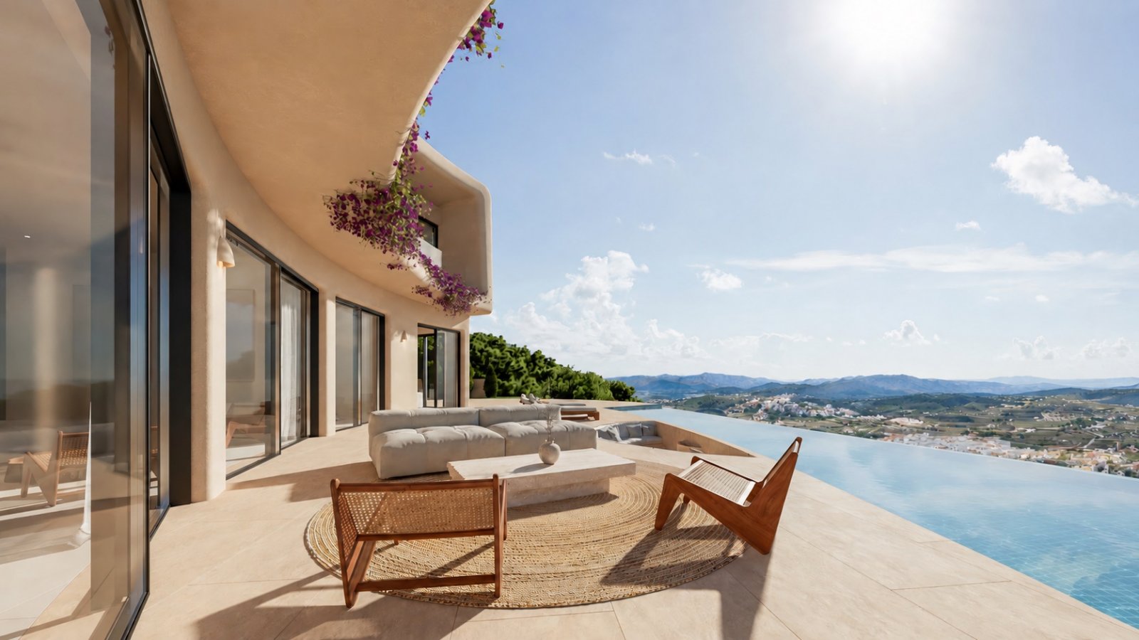 Villa exclusive au design contemporain raffiné, comprenant 5 chambres, 5 salles de bains, un garage et une piscine à débordement
