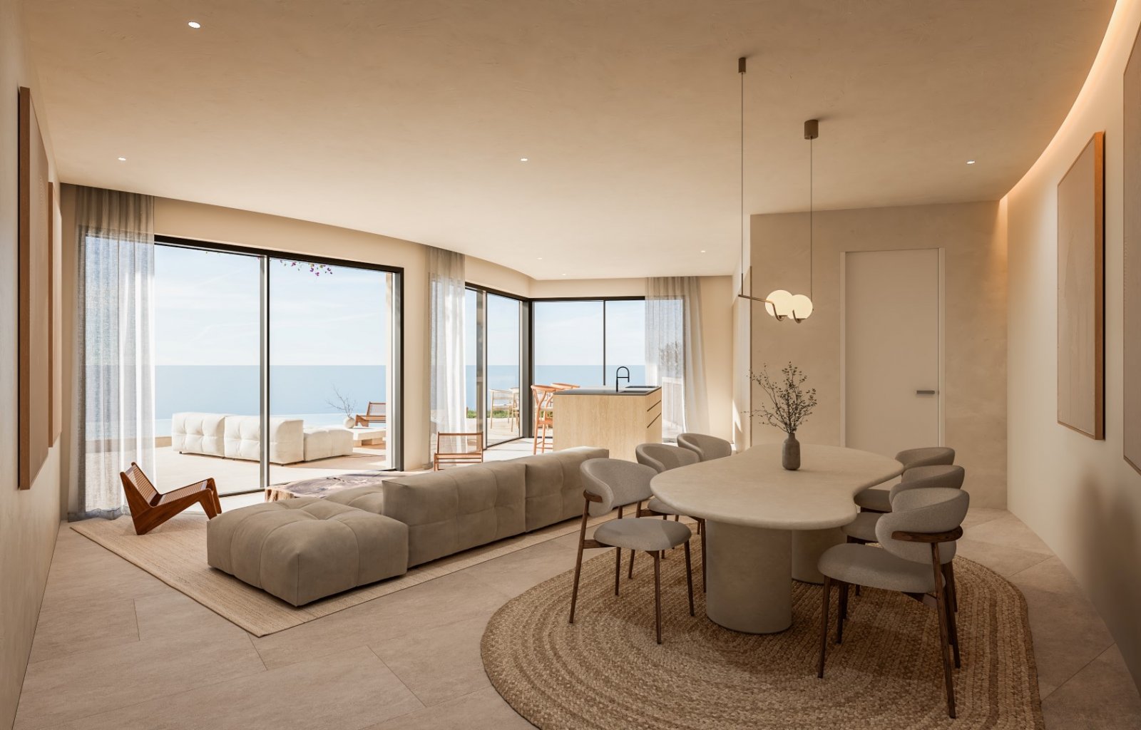 Villa exclusive au design contemporain raffiné, comprenant 5 chambres, 5 salles de bains, un garage et une piscine à débordement