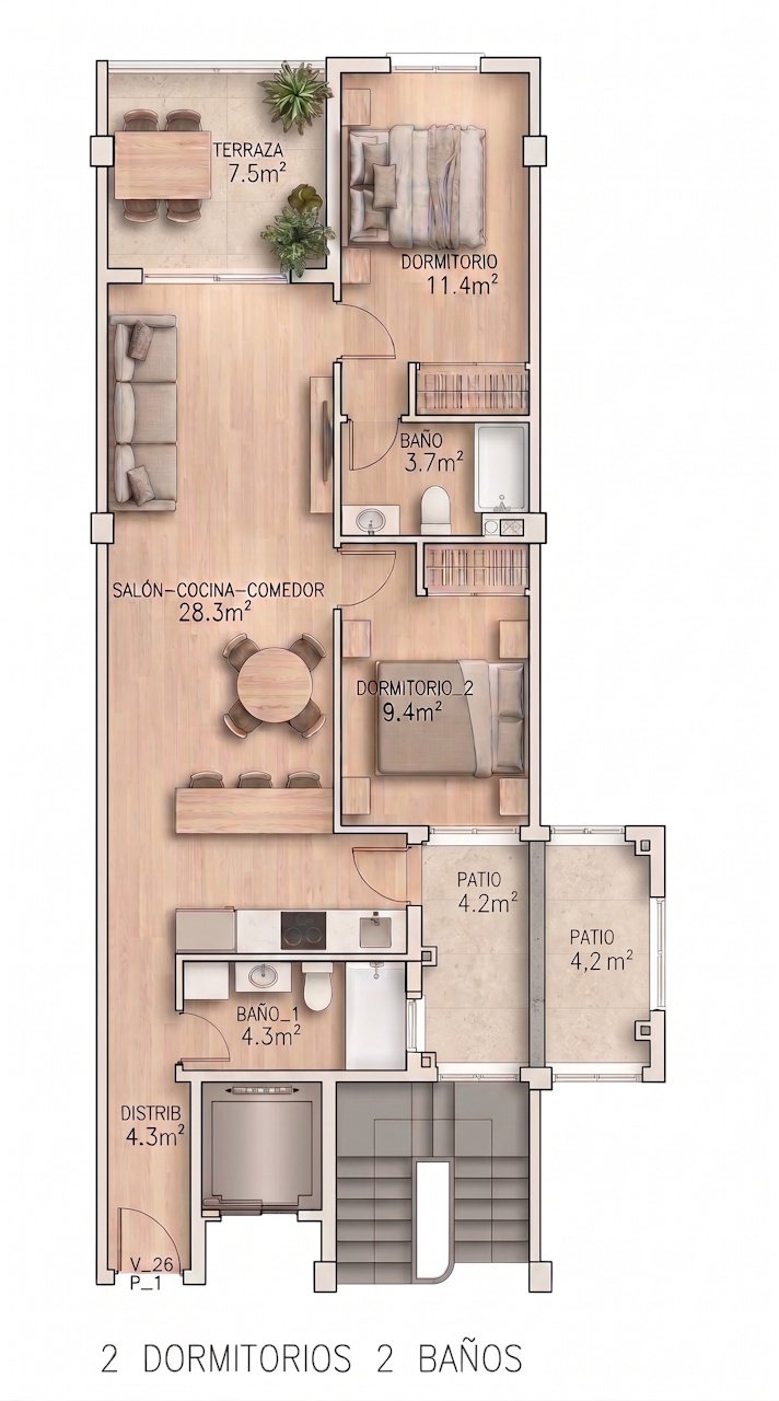 Appartements comprenant 1 chambre, une pré-installation pour la climatisation, une place de parking souterrain en option et une piscine commune