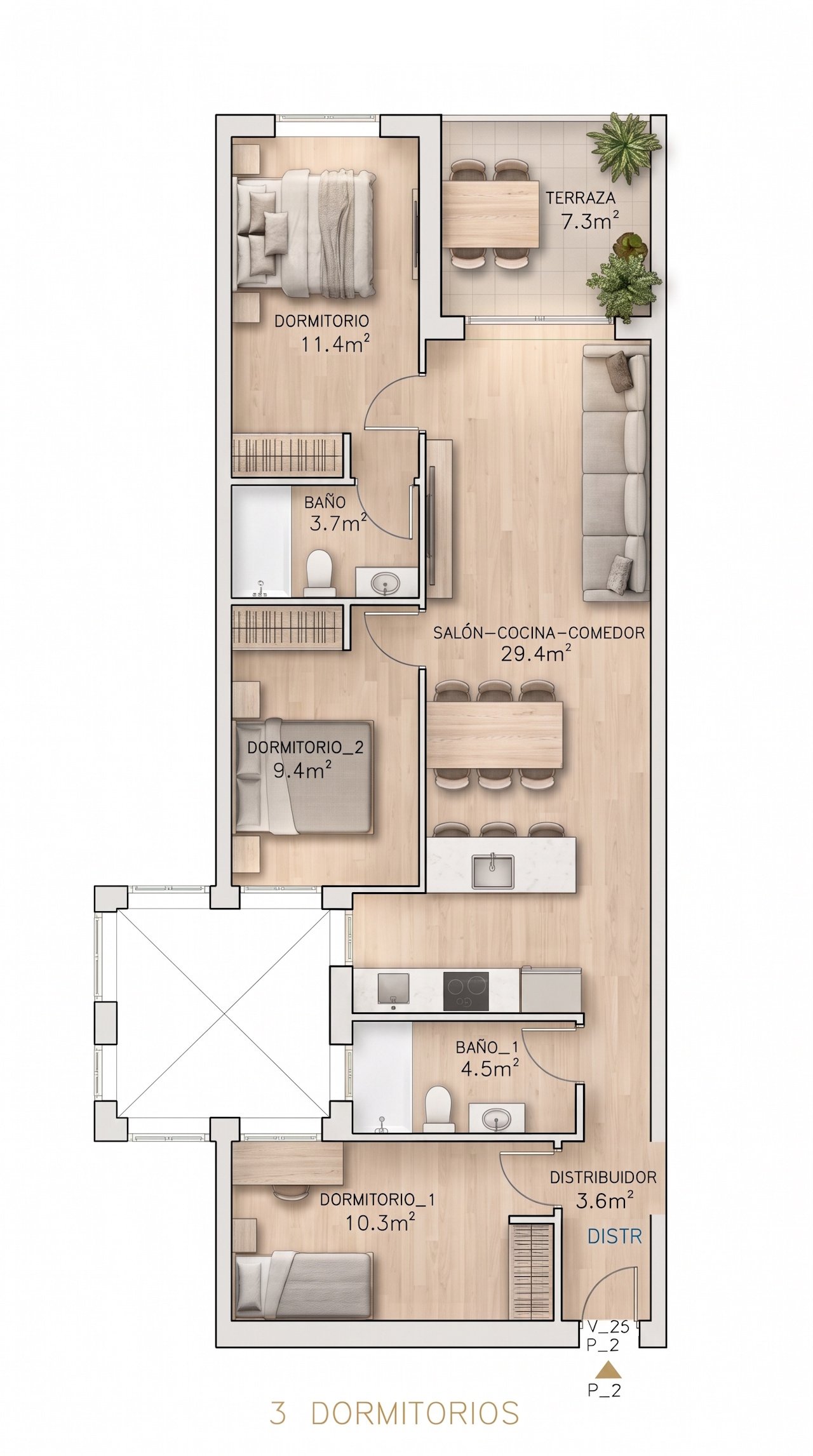 Appartements comprenant 1 chambre, une pré-installation pour la climatisation, une place de parking souterrain en option et une piscine commune