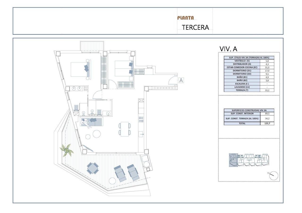 Appartements avec 2 chambres, climatisation, chauffage au sol dans les salles de bain, parking privé et piscine commune à seulement 650 m de la plage