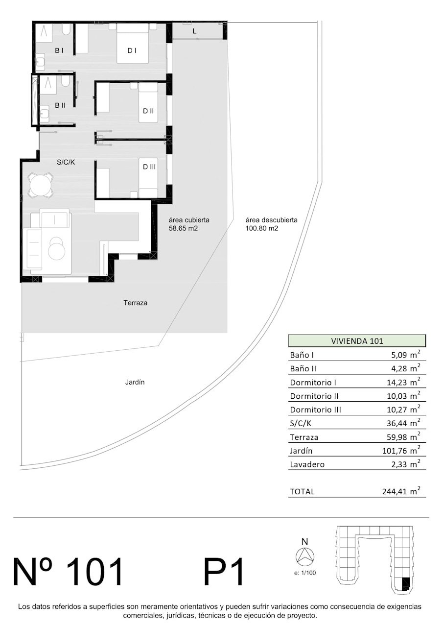 Appartements avec 3 chambres à coucher, 2 salles de bains et piscine communautaire