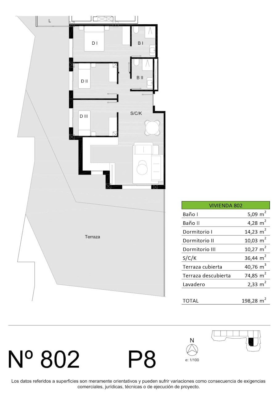 Appartements avec 3 chambres à coucher, 2 salles de bains et piscine communautaire