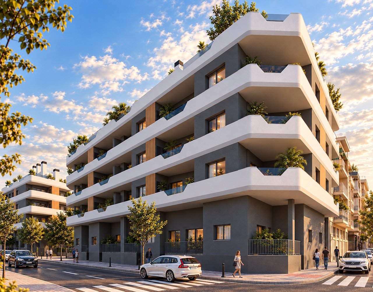 Penthouses avec 1 chambre, grande terrasse, préinstallation de climatisation et piscine communautaire à seulement 1 km de la plage