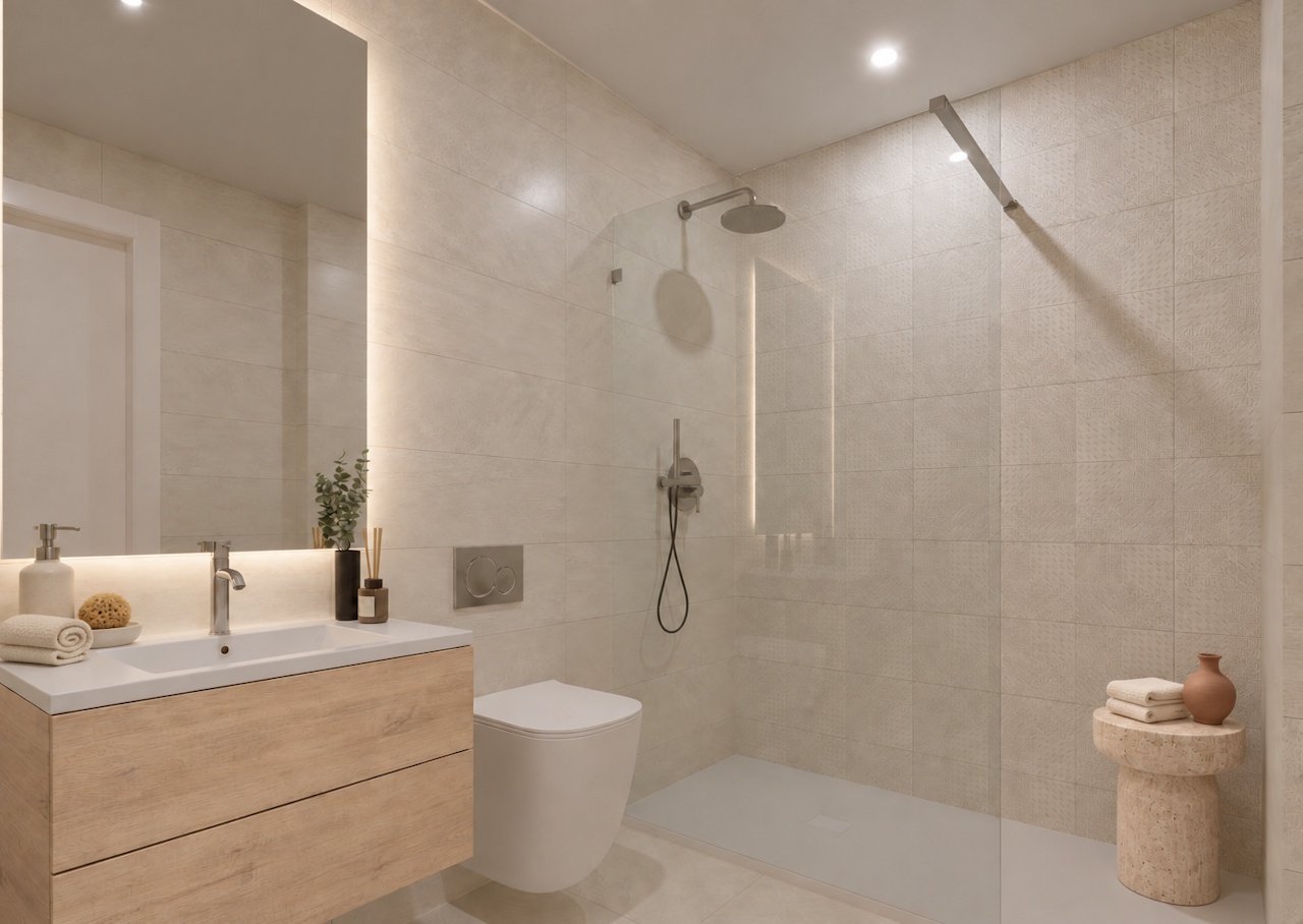 Penthouses avec 1 chambre, grande terrasse, préinstallation de climatisation et piscine communautaire à seulement 1 km de la plage