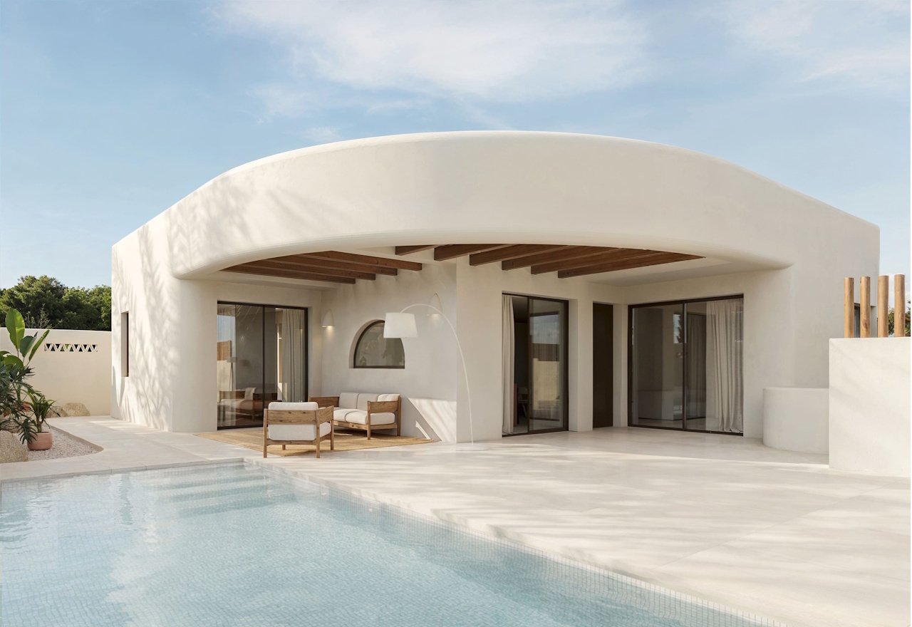 Villas de plain-pied avec 3 chambres, piscine privée et place de parking au sein du complexe La Finca Resort