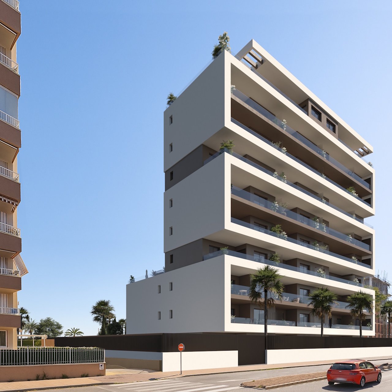 Appartements comprenant 2 chambres, 2 salles de bains, une place de parking souterrain et une piscine commune