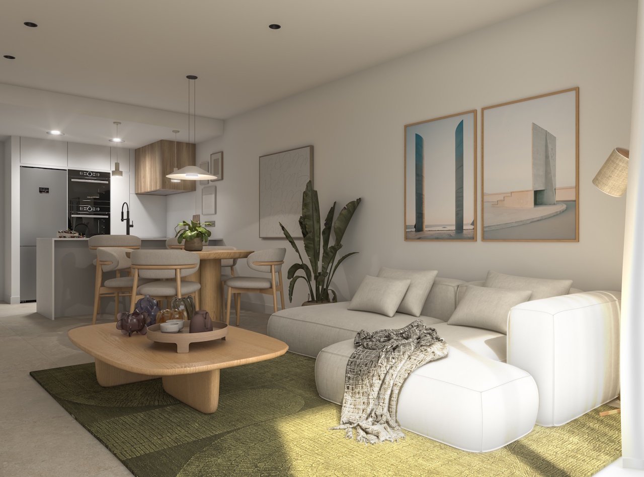 Penthouses comprenant 2 chambres, 2 salles de bains, une place de parking souterrain et une piscine commune