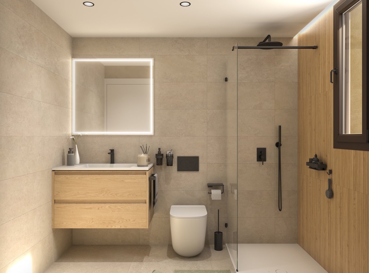 Penthouses comprenant 2 chambres, 2 salles de bains, une place de parking souterrain et une piscine commune
