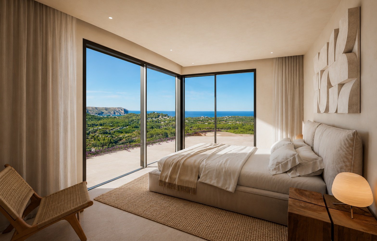 Villa exclusive au design contemporain raffiné, comprenant 5 chambres, 5 salles de bains, un garage et une piscine à débordement