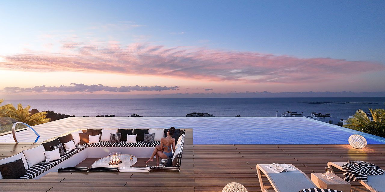Appartements avec 3 chambres, climatisation, chauffage au sol dans les salles de bain, parking privé et piscine commune à seulement 300 m de la plage