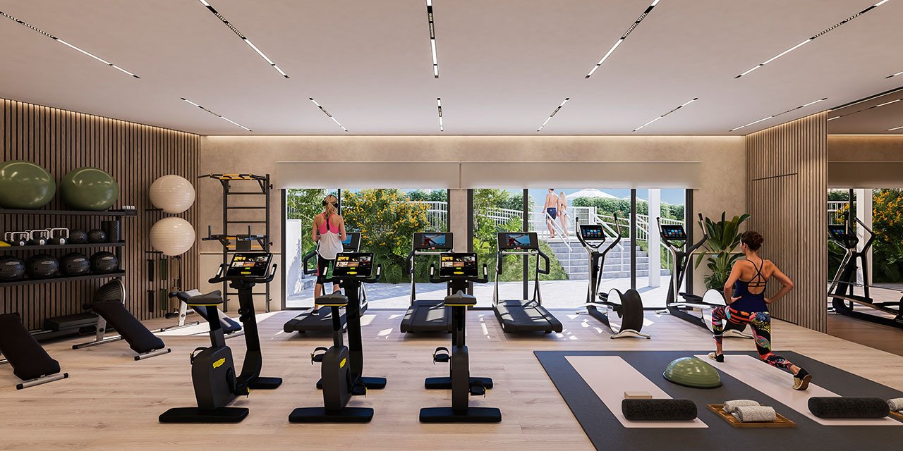 Appartements avec 3 chambres, climatisation, chauffage au sol dans les salles de bain, parking privé et piscine commune à seulement 300 m de la plage