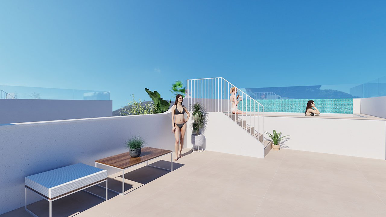 Penthouses de 2 chambres à coucher avec toit-terrasse dans un complexe privé avec piscine communautaire